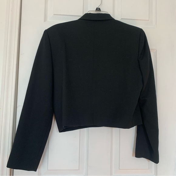 Vintage 100% Wool Black Double Breasted Cropped Blazer 8 - Picture 7 of 7